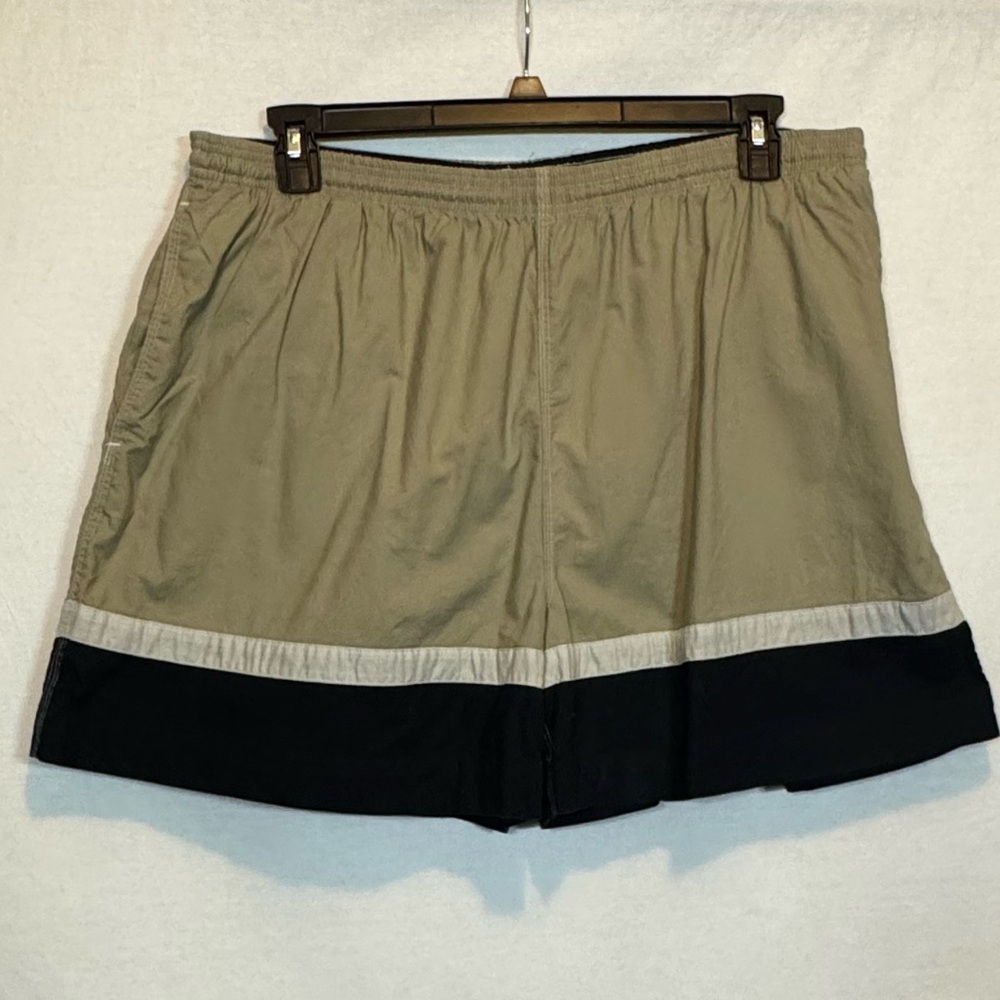 A-54 Men’s Islander Tan Black & White Lined‎ Swim Trunks Size XL